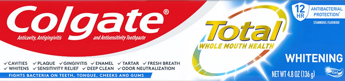 slide 4 of 5, Colgate Total Whitening Gel Toothpaste - 4.8oz 1PK, 4.8 oz