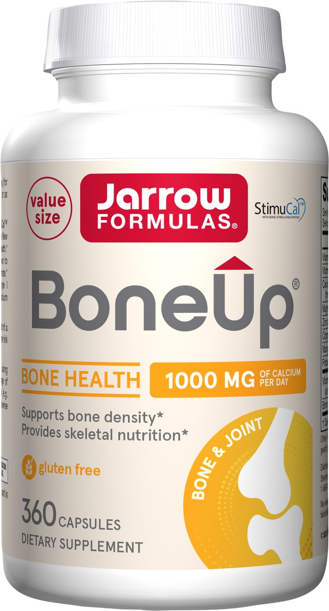 slide 2 of 4, Jarrow Formulas BoneUp - 360 Capsules - 180 Servings - For Bone Support & Skeletal Nutrition - Includes Naturally Derived Vitamin D3, K2 (as MK-7) & 1000 mg Calcium - Gluten Free - Non-GMO, 360 ct