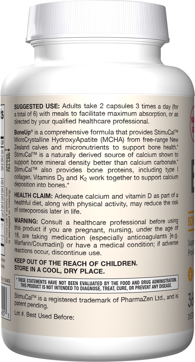 slide 4 of 4, Jarrow Formulas BoneUp - 360 Capsules - 180 Servings - For Bone Support & Skeletal Nutrition - Includes Naturally Derived Vitamin D3, K2 (as MK-7) & 1000 mg Calcium - Gluten Free - Non-GMO, 360 ct