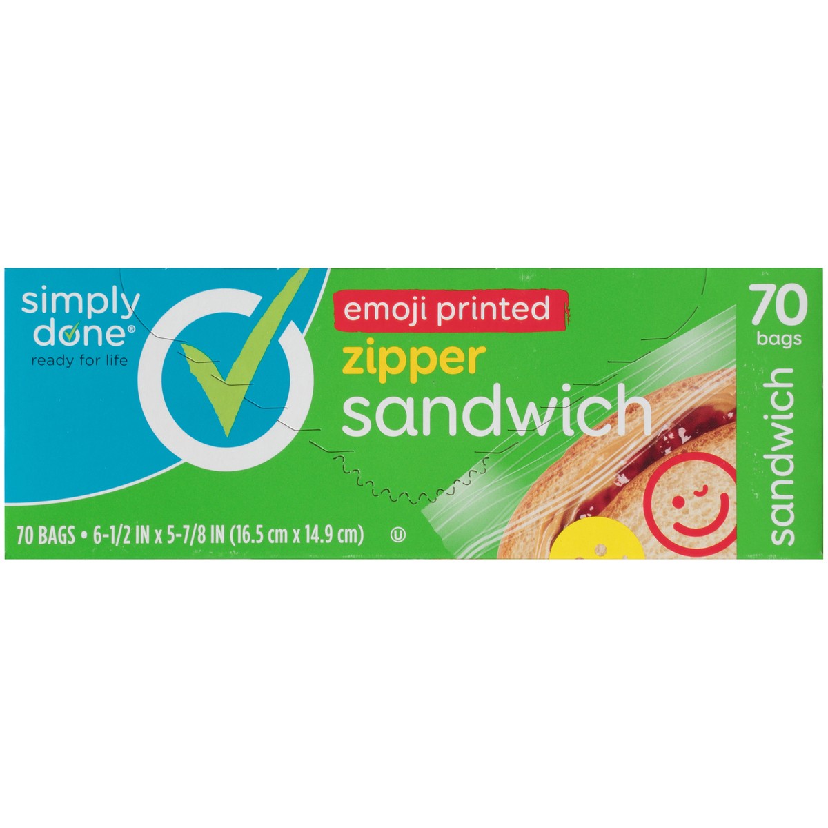 slide 6 of 8, Simply Done Emoji Printed Zipper Sandwich Bags, 70 ct