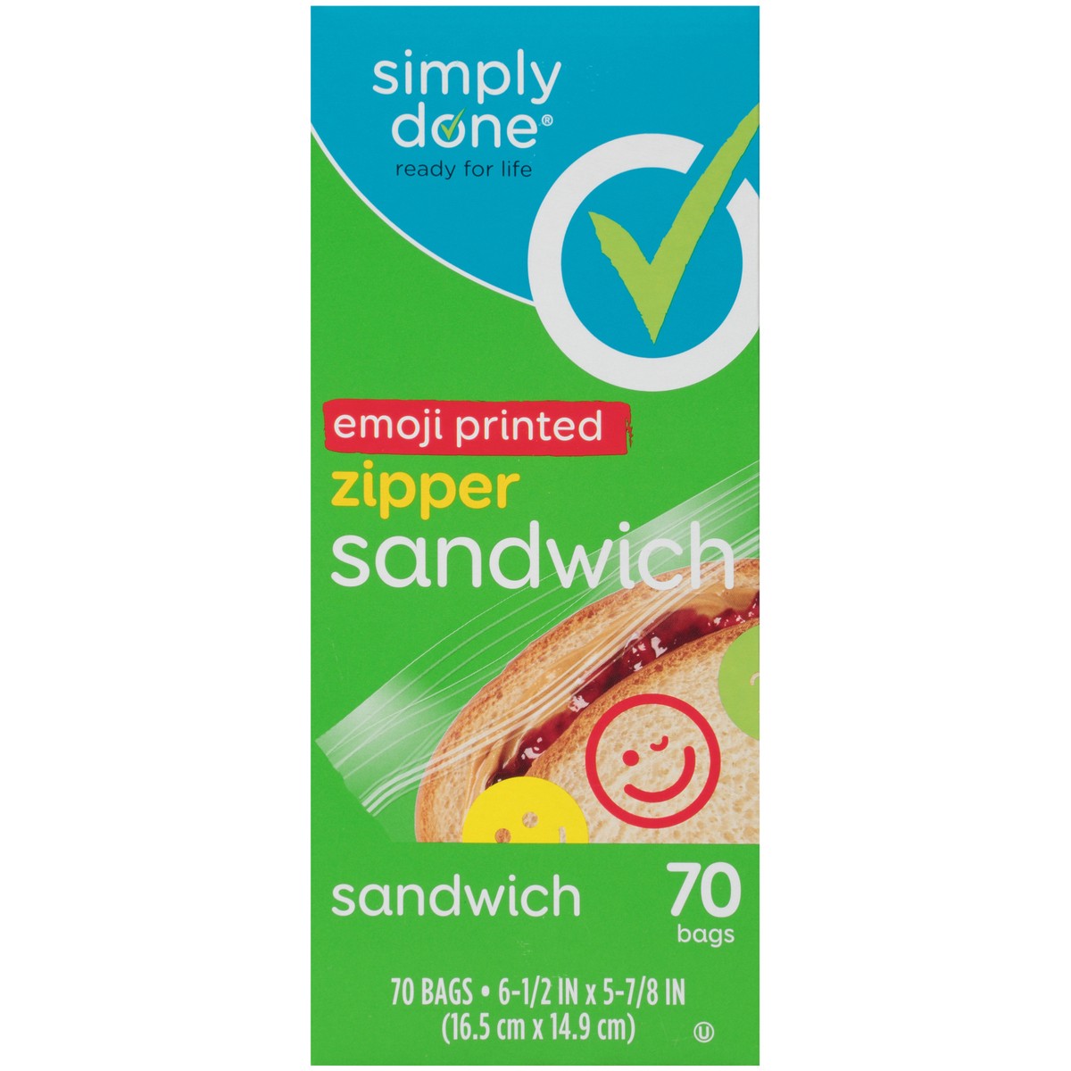 slide 8 of 8, Simply Done Emoji Printed Zipper Sandwich Bags, 70 ct