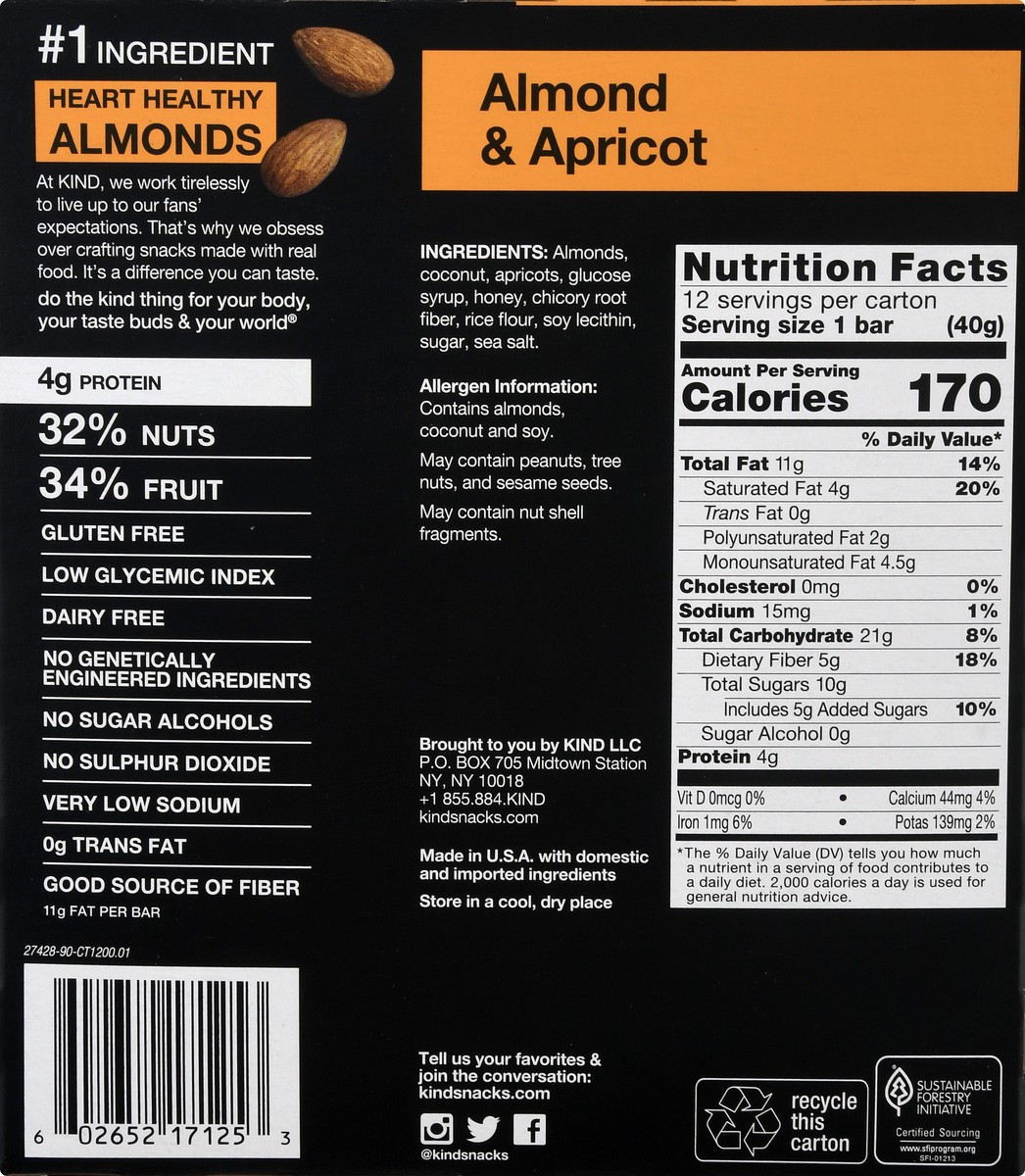 slide 5 of 9, KIND Almond & Apricot Bars 12 ea, 12 ct