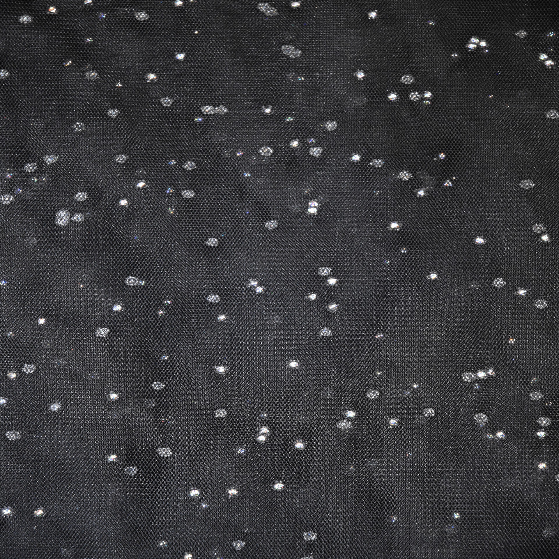 slide 4 of 5, Feldman Black With Silver Sparkles Mesh, 58 in