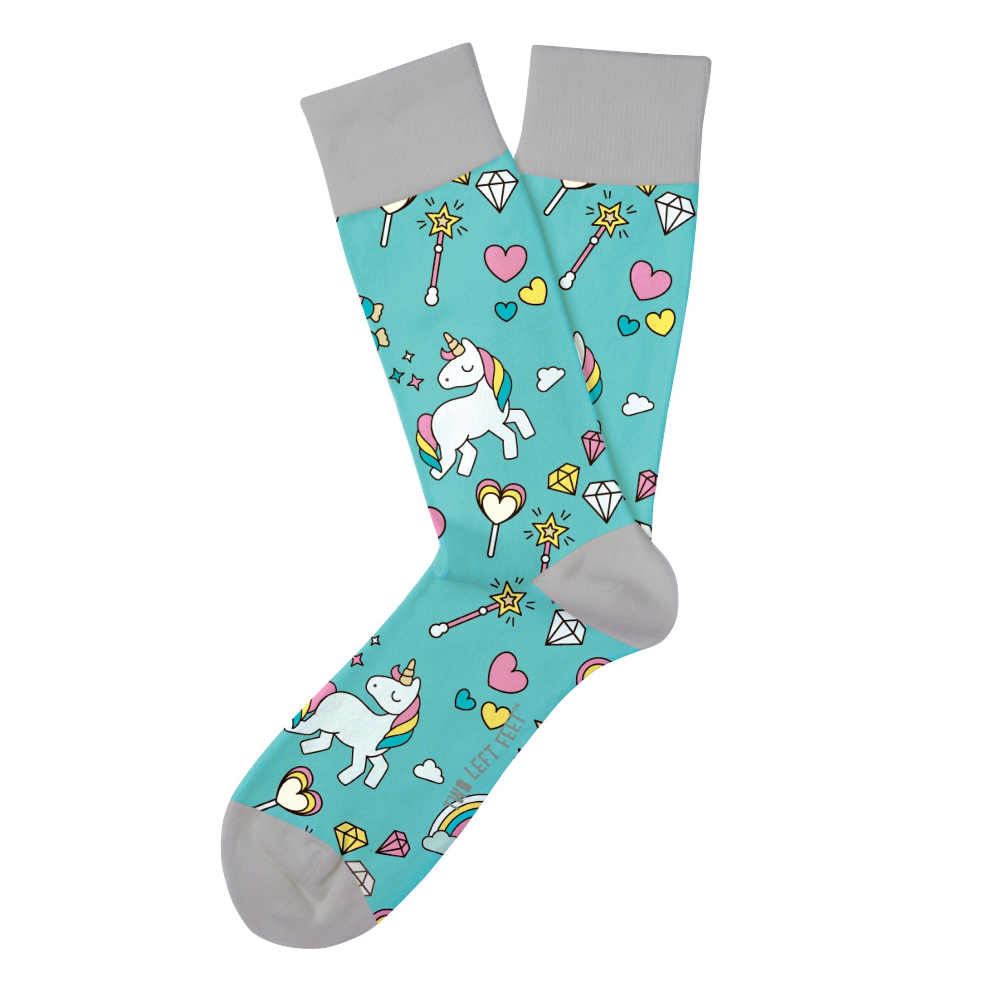 slide 1 of 1, Two Left Feet Unicorn Small Feet Socks, 1 pair