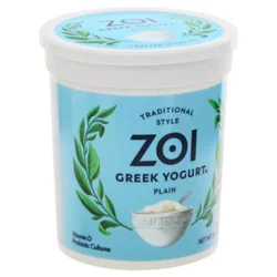 Zoi Traditional Style Greek Plain Yogurt 32 oz