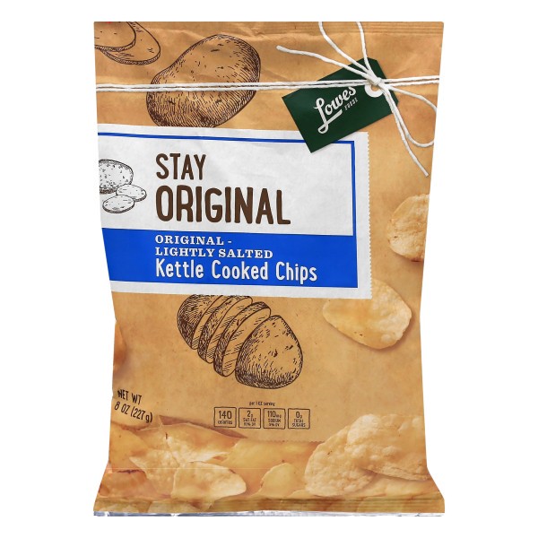 slide 1 of 1, Lowes Foods Original Lightly Salted Kettle Cooked Chips, 8 oz