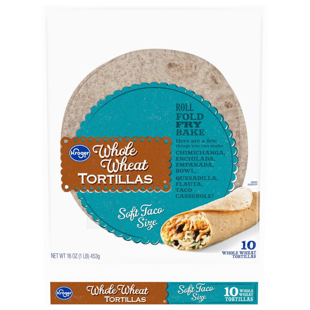 slide 2 of 2, Kroger Whole Wheat Tortillas, 10 ct; 1.6 oz