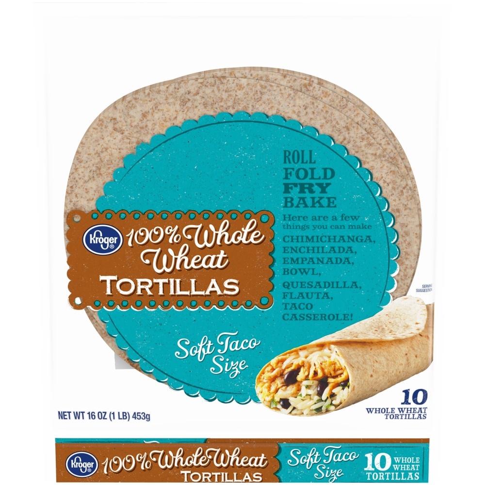 slide 1 of 2, Kroger Whole Wheat Tortillas, 10 ct; 1.6 oz