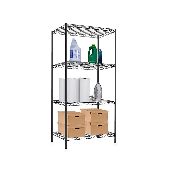 slide 1 of 1, Home Basics 4-Tier Wire Shelf - Black, 1 ct