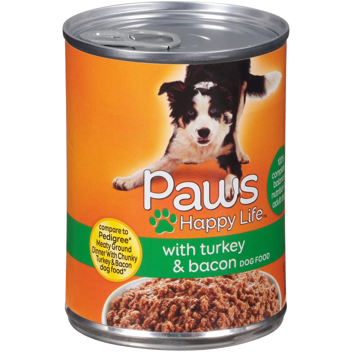 slide 4 of 9, Paws Happy Life Dog Food with Turkey & Bacon 13.2 oz, 13.2 oz