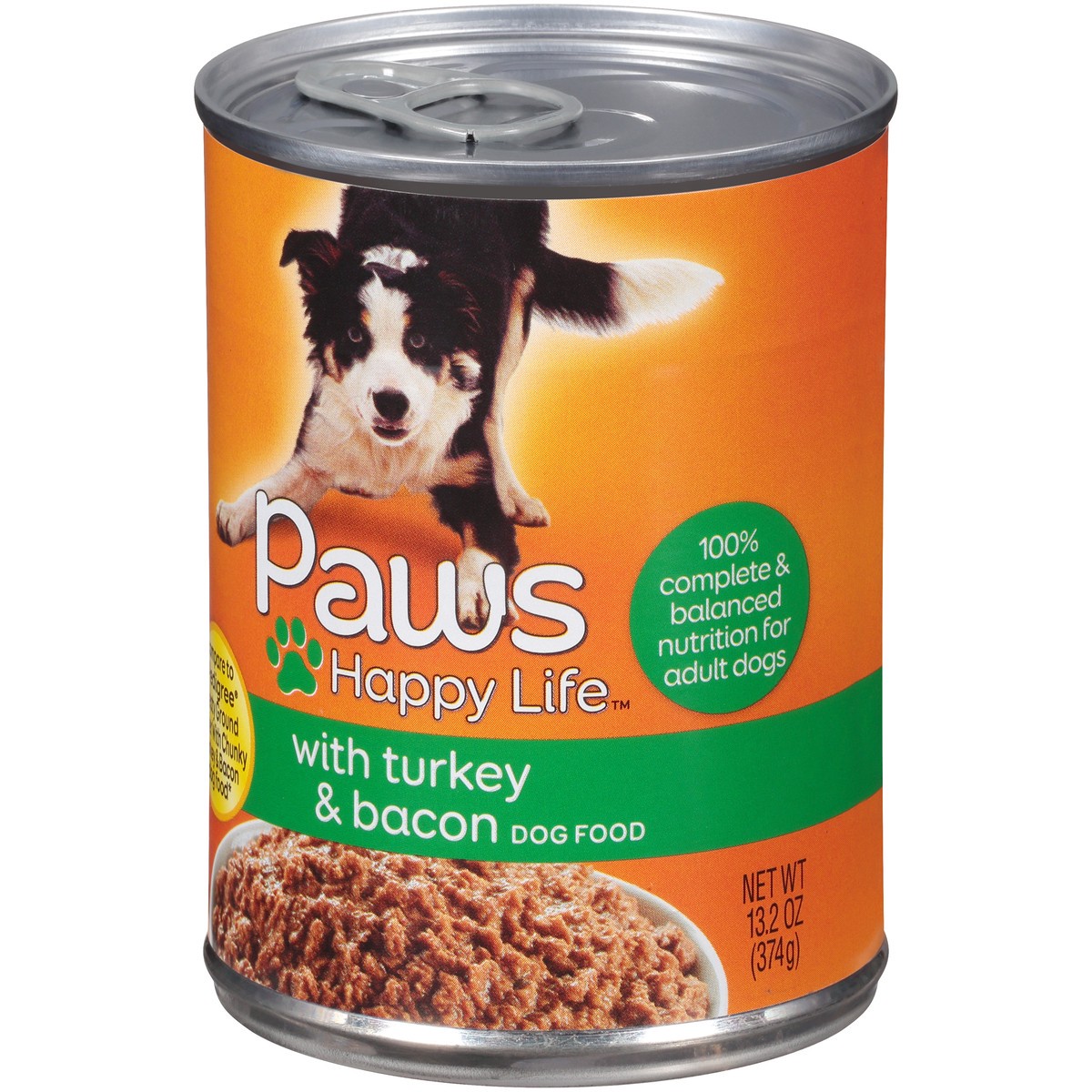 slide 2 of 9, Paws Happy Life Dog Food with Turkey & Bacon 13.2 oz, 13.2 oz