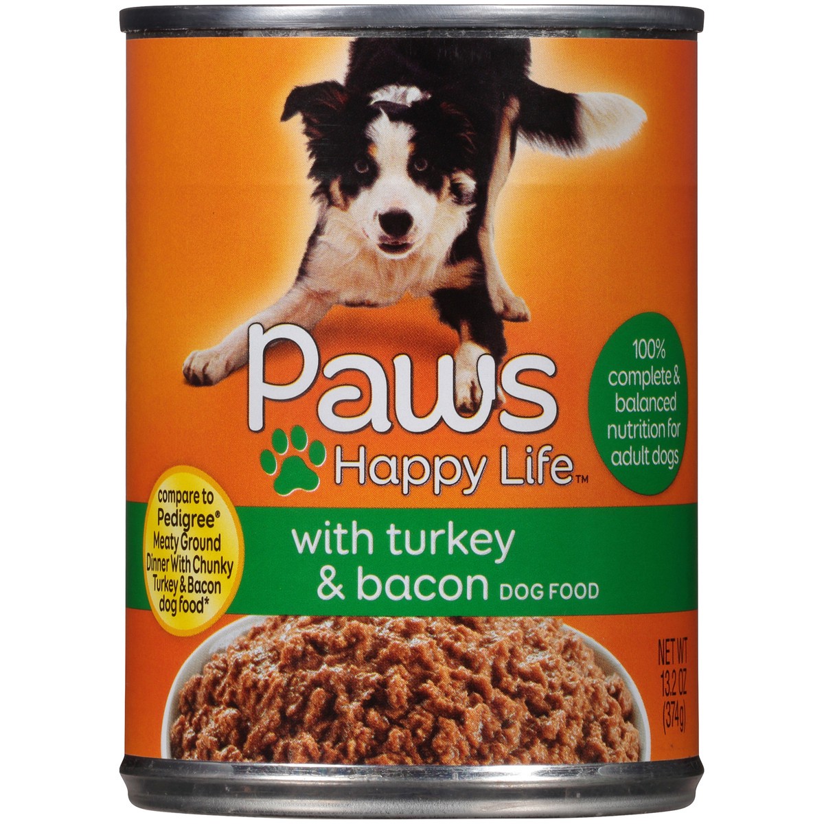 slide 7 of 9, Paws Happy Life Dog Food with Turkey & Bacon 13.2 oz, 13.2 oz