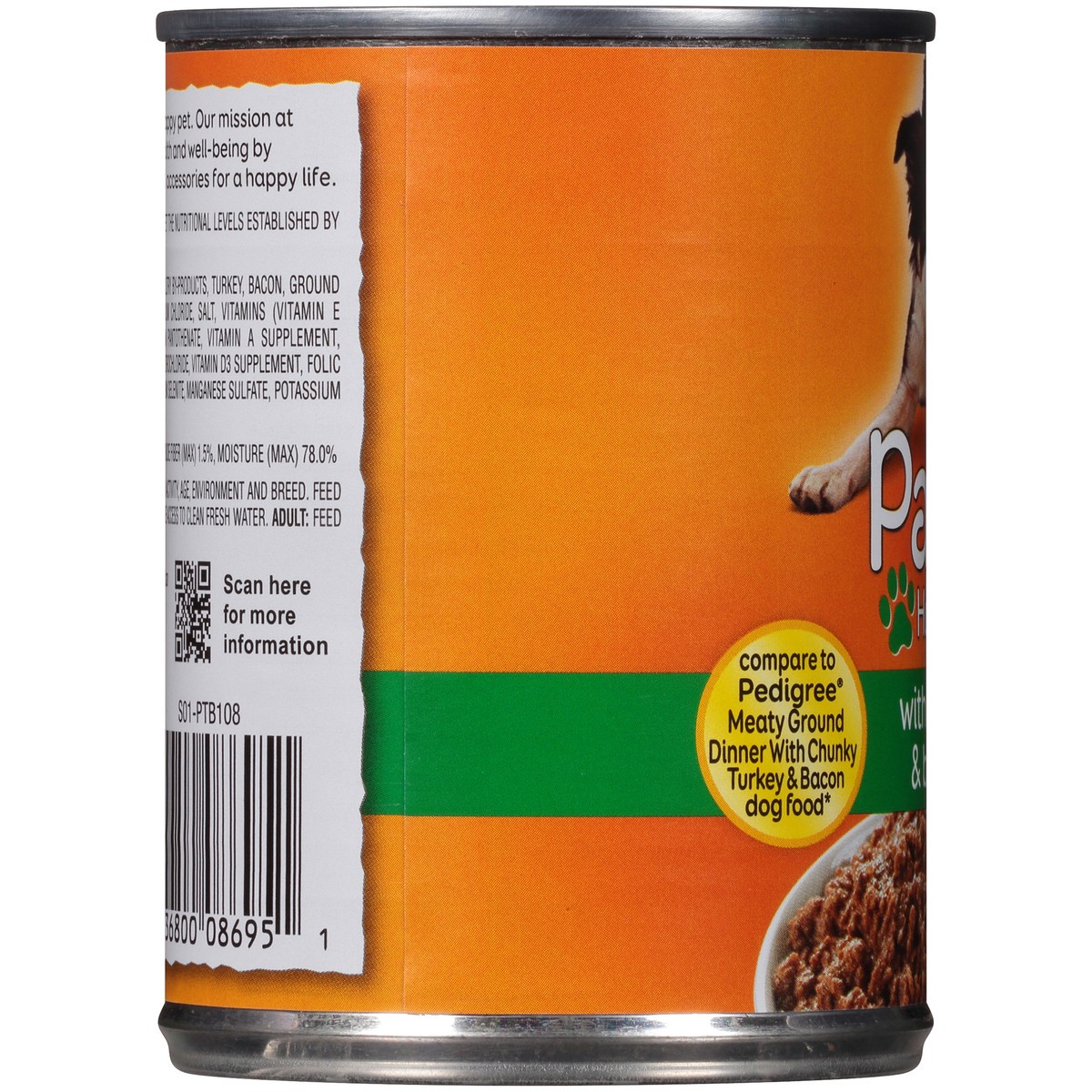 slide 3 of 9, Paws Happy Life Dog Food with Turkey & Bacon 13.2 oz, 13.2 oz