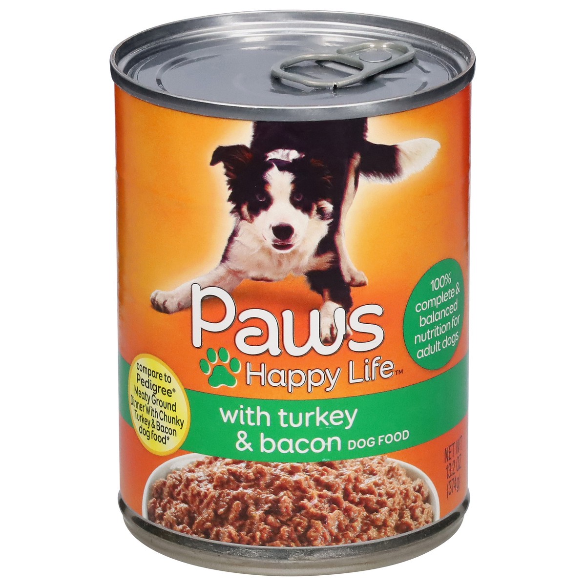 slide 1 of 9, Paws Happy Life Dog Food with Turkey & Bacon 13.2 oz, 13.2 oz