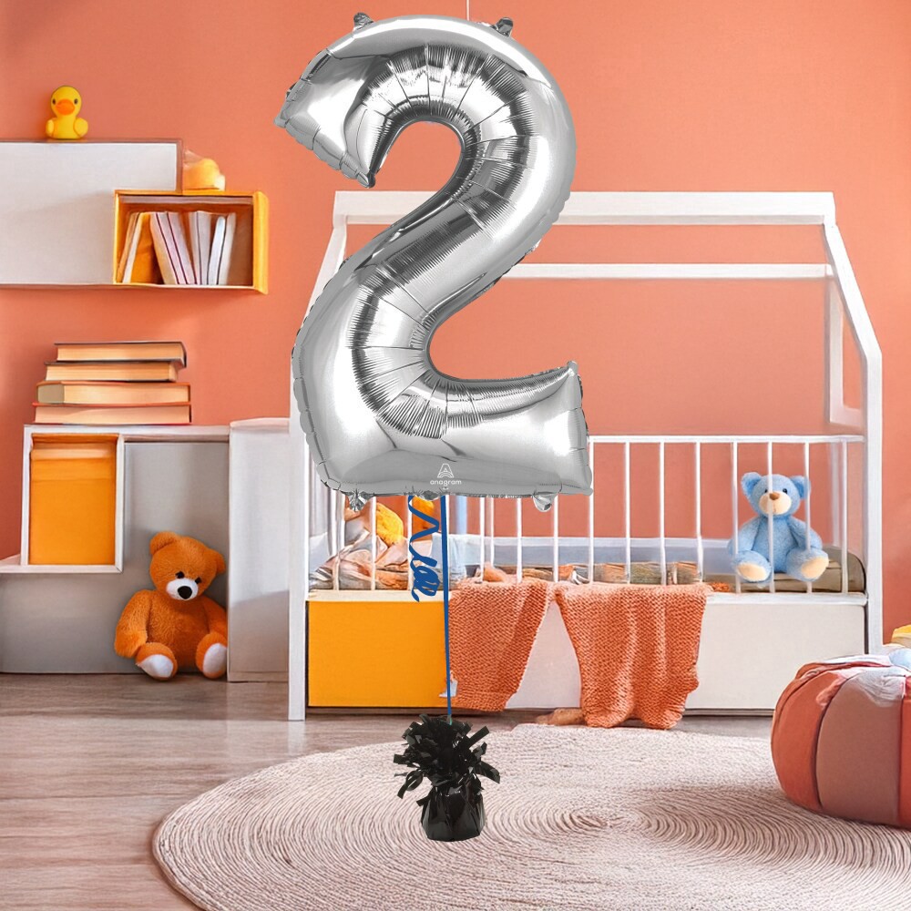 slide 3 of 4, burton + BURTON Number 2 Shape Balloon, 1 ct