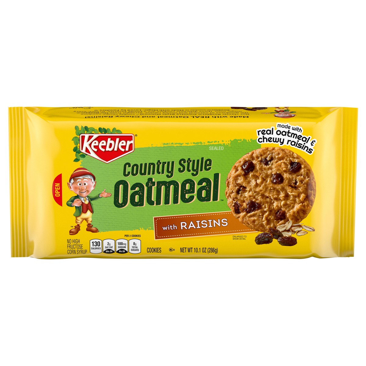 slide 1 of 9, Keebler Country Style Oatmeal Cookies with Raisins 10.1 oz, 10.1 oz