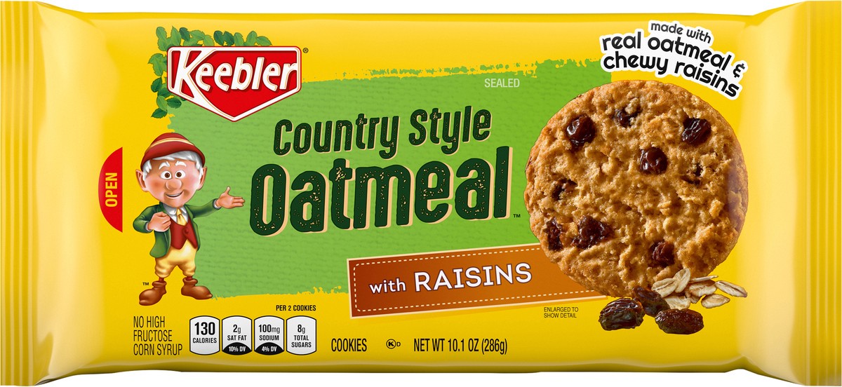 slide 6 of 9, Keebler Country Style Oatmeal Cookies with Raisins 10.1 oz, 10.1 oz