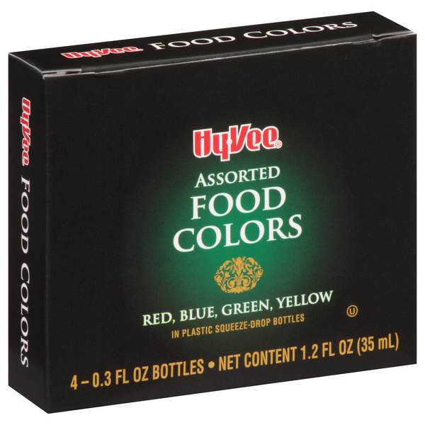 slide 1 of 1, Hy-vee Assorted Food Colors, 4 ct; 0.3 fl oz