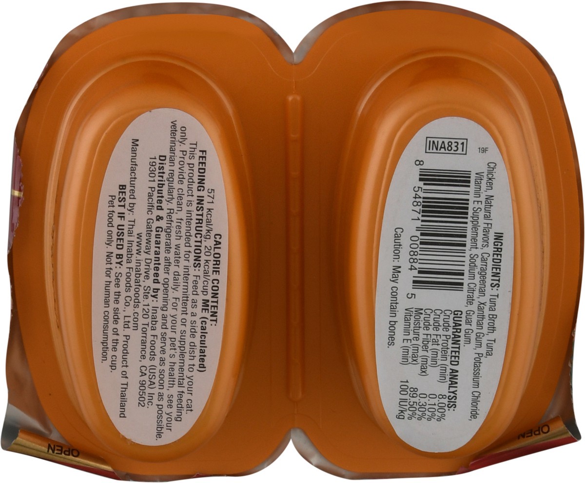 slide 8 of 9, Inaba Twins for Cats, Shredded Chicken & Broth Gelée Side Dish Cups, 1.23 oz, 2 Servings, Tuna & Chicken Recipe, 2 ct