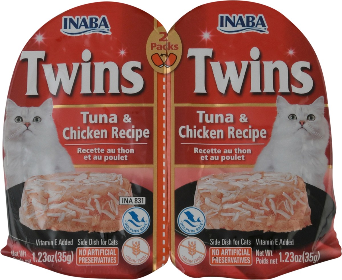 slide 9 of 9, Inaba Twins for Cats, Shredded Chicken & Broth Gelée Side Dish Cups, 1.23 oz, 2 Servings, Tuna & Chicken Recipe, 2 ct