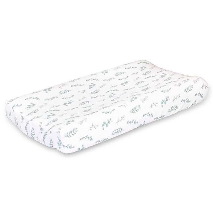 slide 1 of 2, The Peanutshell Farmhouse Floral Leaves Changing Pad Cover - Sage Green, 1 ct