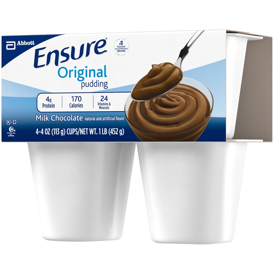 slide 3 of 4, Ensure Original Milk Chocolate Pudding 4 oz. 4 count Sleeve, 4 ct; 16 oz