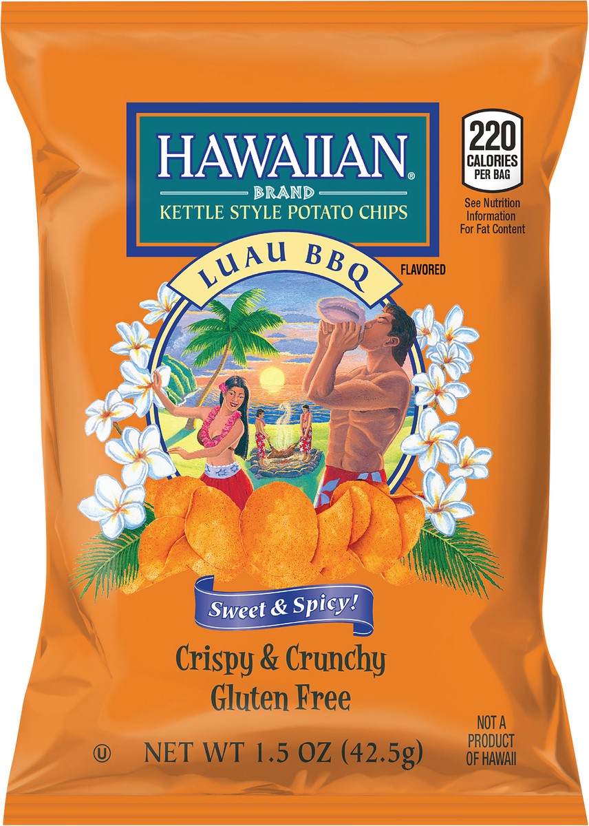 slide 4 of 7, Hawaiian 1.5 oz Hawaiian Luau BBQ Kettle Chip, 1.5 oz