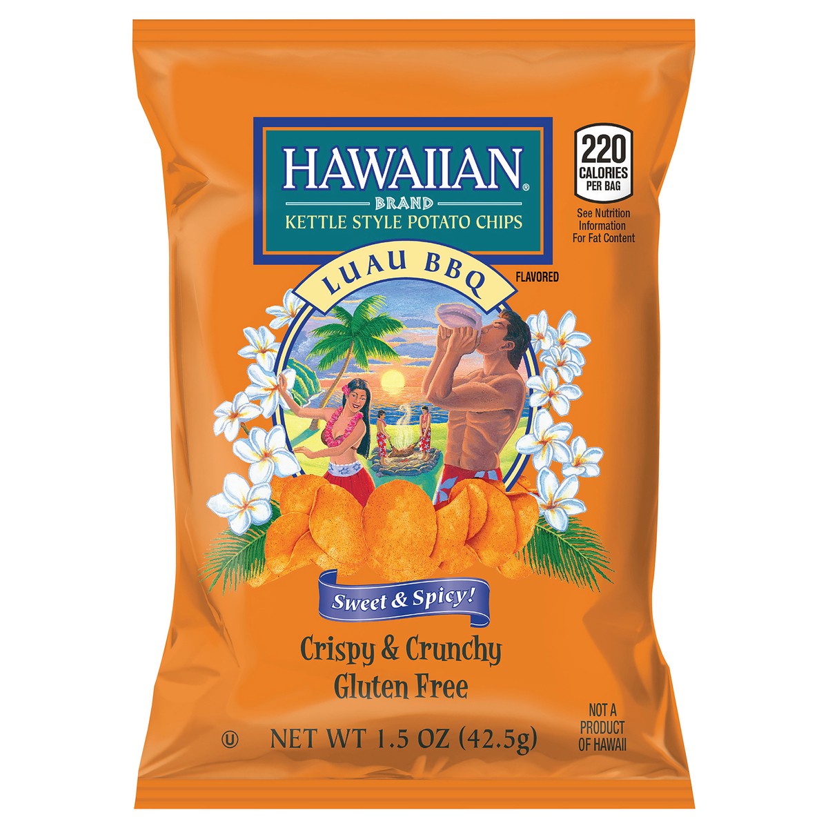 slide 1 of 7, Hawaiian 1.5 oz Hawaiian Luau BBQ Kettle Chip, 1.5 oz