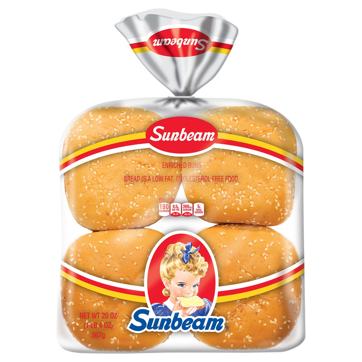 slide 1 of 11, Sunbeam Seeded Buns Jumbo 8 ea, 8 ct