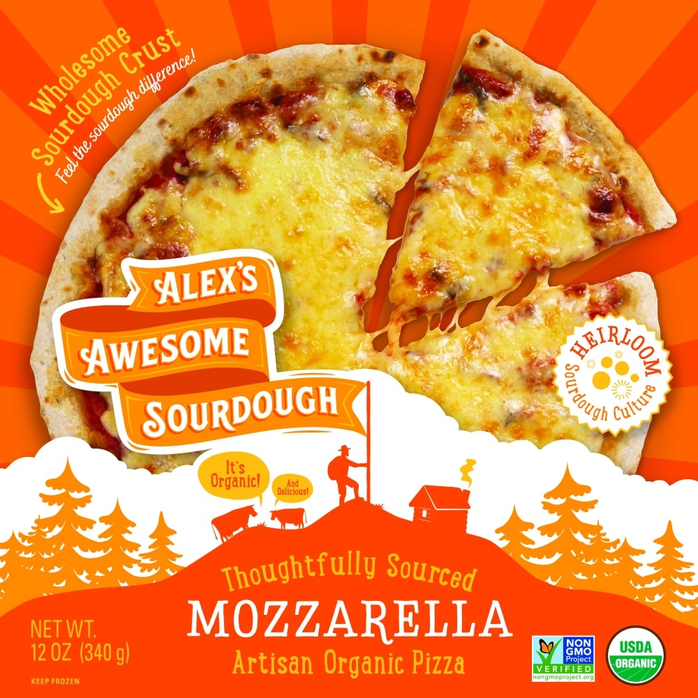 slide 1 of 1, Alexs Awesome Sourdough Pizza, Artisan, Organic, Mozzarella, 12 oz