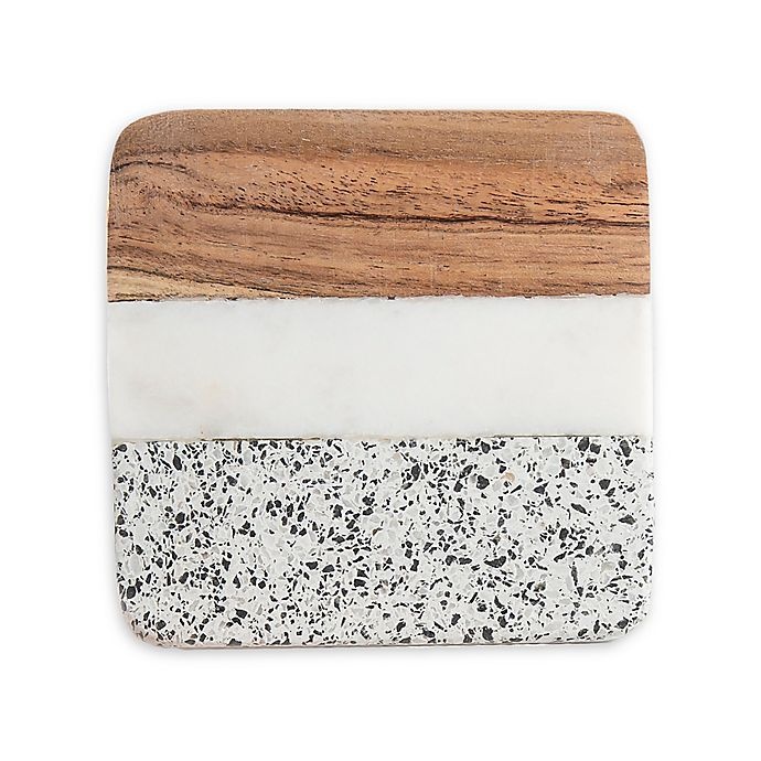 slide 1 of 2, Thirstystone Marble, Terrazzo, and Wood Coasters, 4 ct