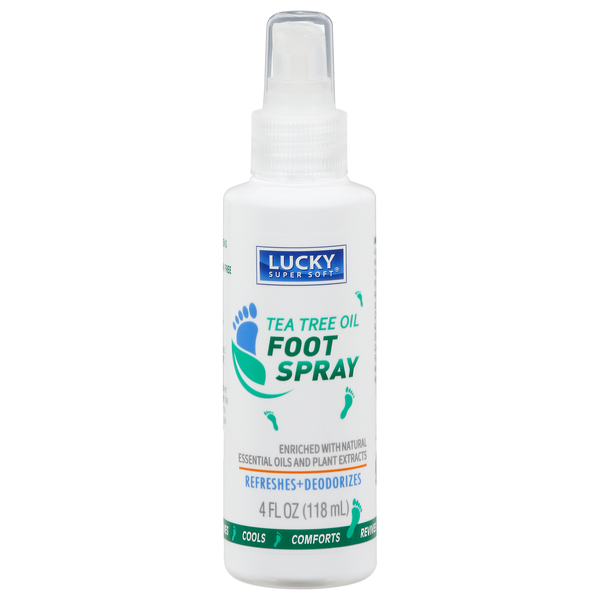 slide 1 of 1, Lucky Super Soft Tea Tree Oil Foot Spray 4 fl oz, 4 oz