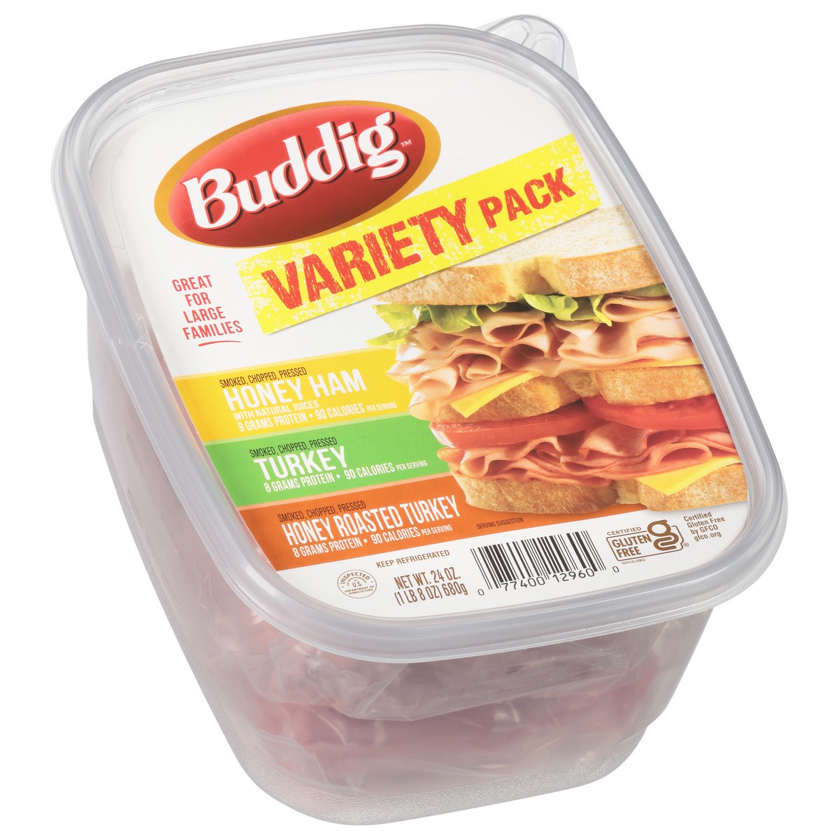 slide 7 of 12, Buddig Variety Pack Honey Ham/Turkey/Honey Roasted Turkey Lunch Meat 24 oz, 24 oz