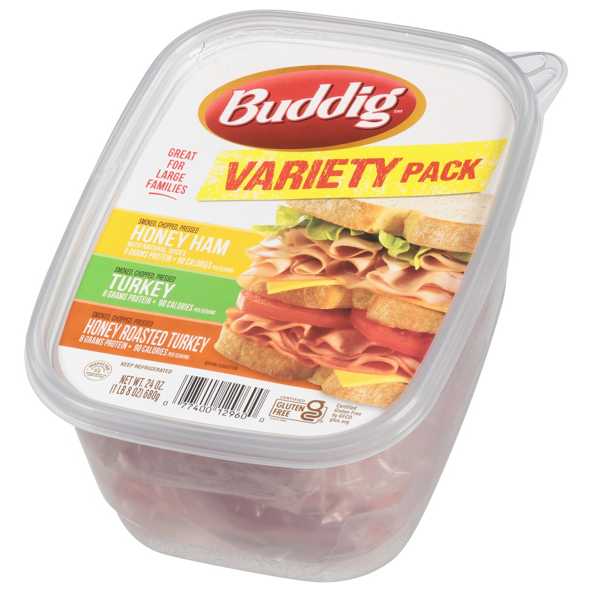 slide 4 of 12, Buddig Variety Pack Honey Ham/Turkey/Honey Roasted Turkey Lunch Meat 24 oz, 24 oz