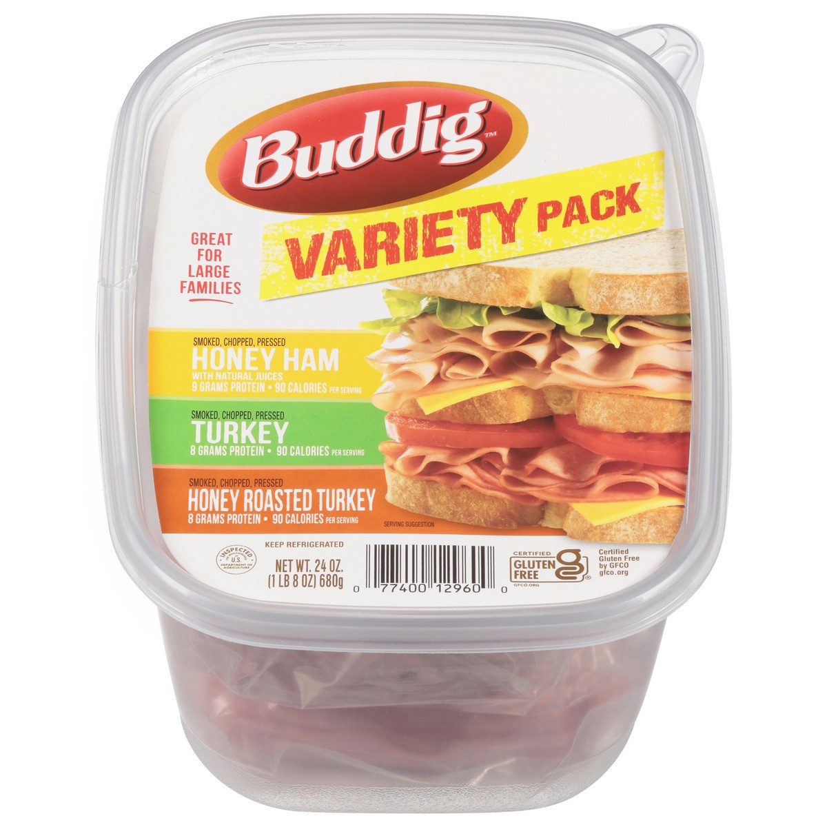 slide 1 of 12, Buddig Variety Pack Honey Ham/Turkey/Honey Roasted Turkey Lunch Meat 24 oz, 24 oz