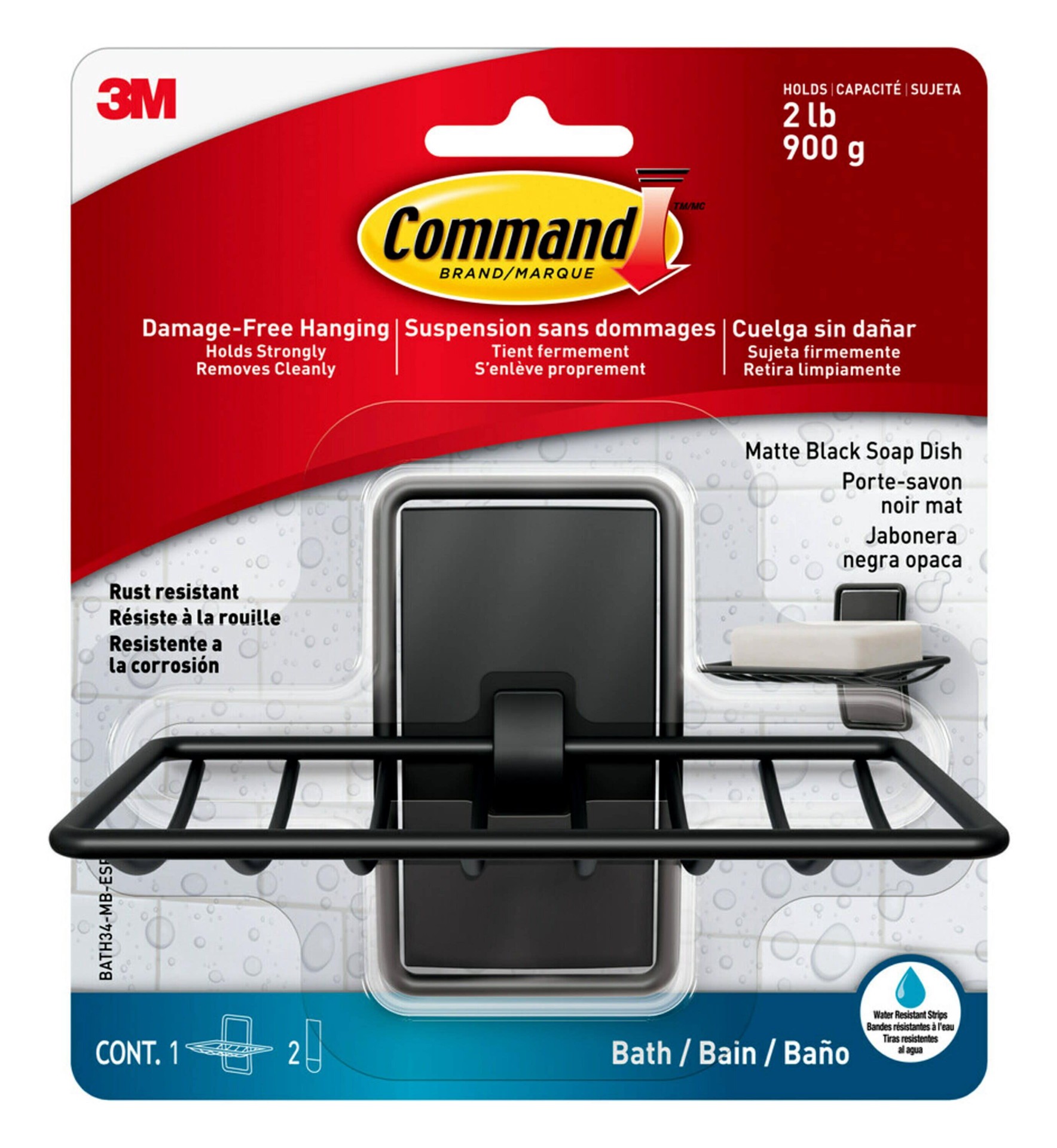 slide 1 of 6, 3M Command Bath Black Soap Dish, 1 ct
