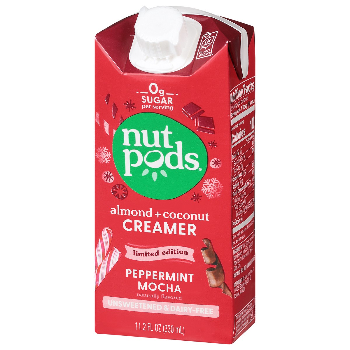 slide 3 of 9, nutpods Unsweetened Almond + Coconut Peppermint Mocha Creamer - 11.2 fl oz, 11.2 fl oz