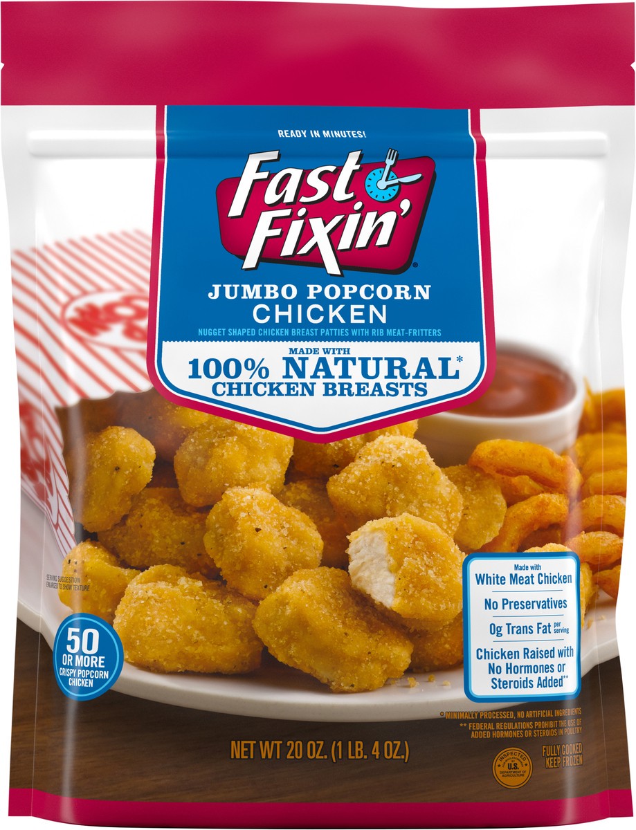 slide 6 of 6, Fast Fixin' Jumbo Popcorn Chicken, 20 oz (Frozen), 566.99 g