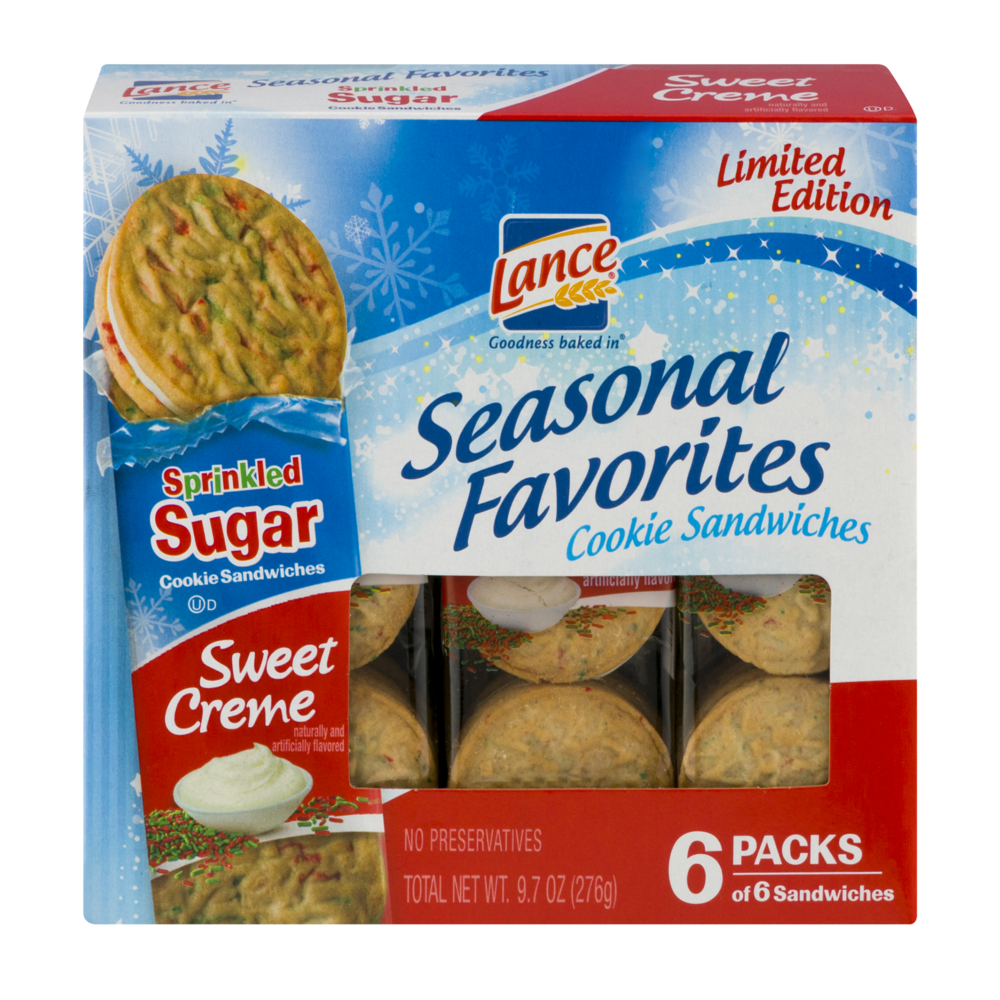 slide 1 of 1, Lance Seasonal Favorites Sprinkled Sugar Sweet Creme Cookie Sandwiches, 9.7 oz