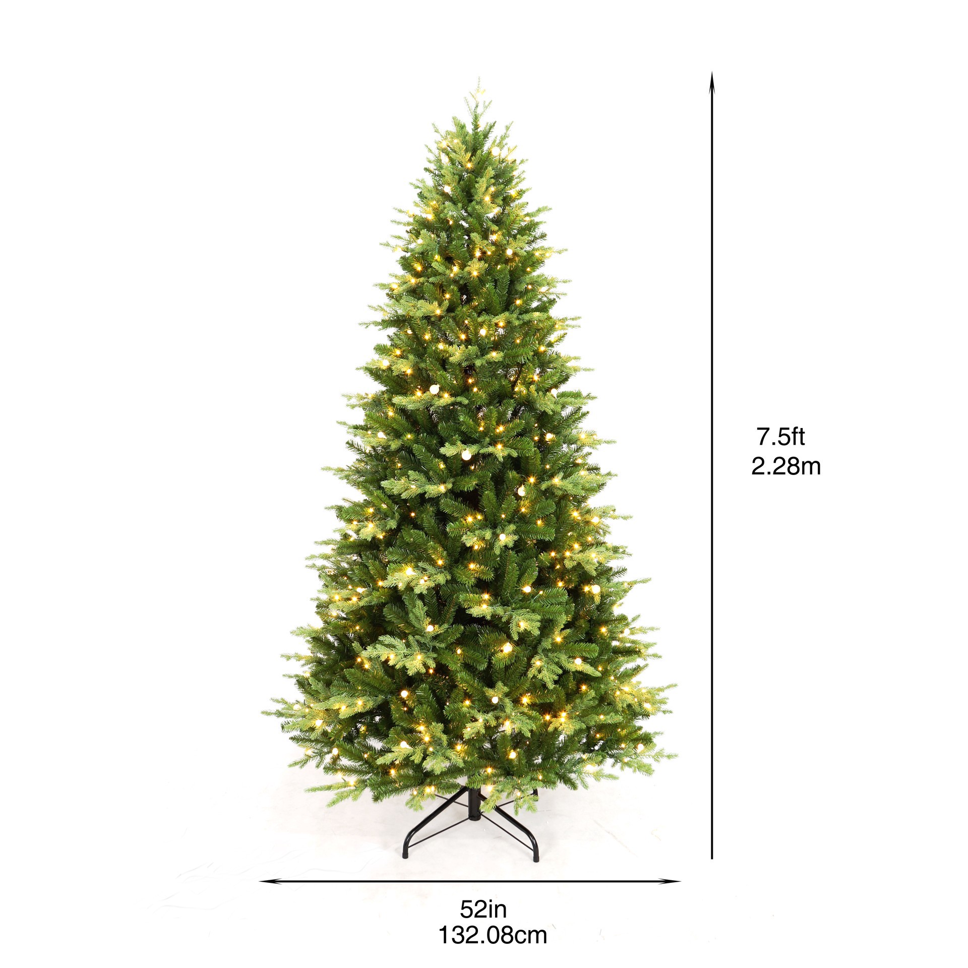 slide 5 of 7, 7.5ft. Pre-Lit Dewdrop Spruce Artificial Christmas Tree, Warm White Led Lights By Ashland - Includes A Tree Storage Bag, 7.5 ft