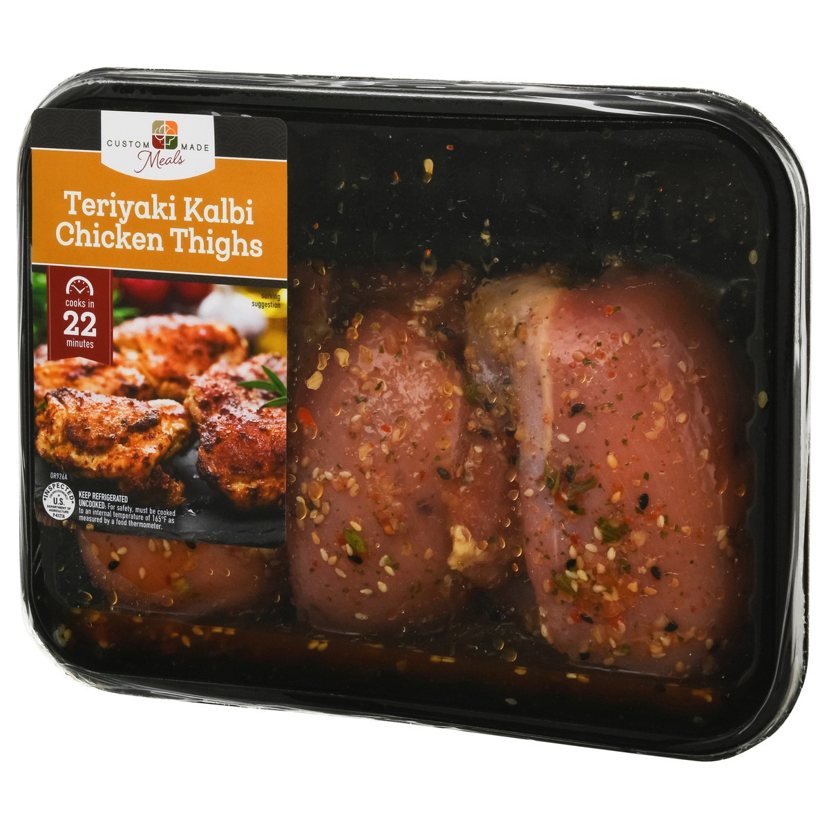 slide 3 of 4, Custom Made Meals Teriyaki Kalbi Chicken Thights 1 ea, per lb