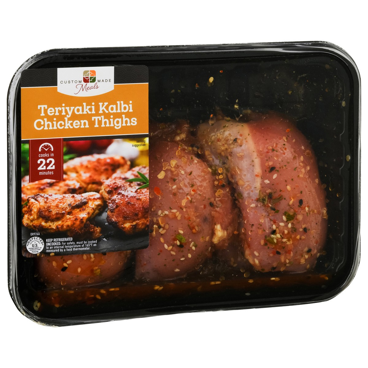 slide 2 of 4, Custom Made Meals Teriyaki Kalbi Chicken Thights 1 ea, per lb