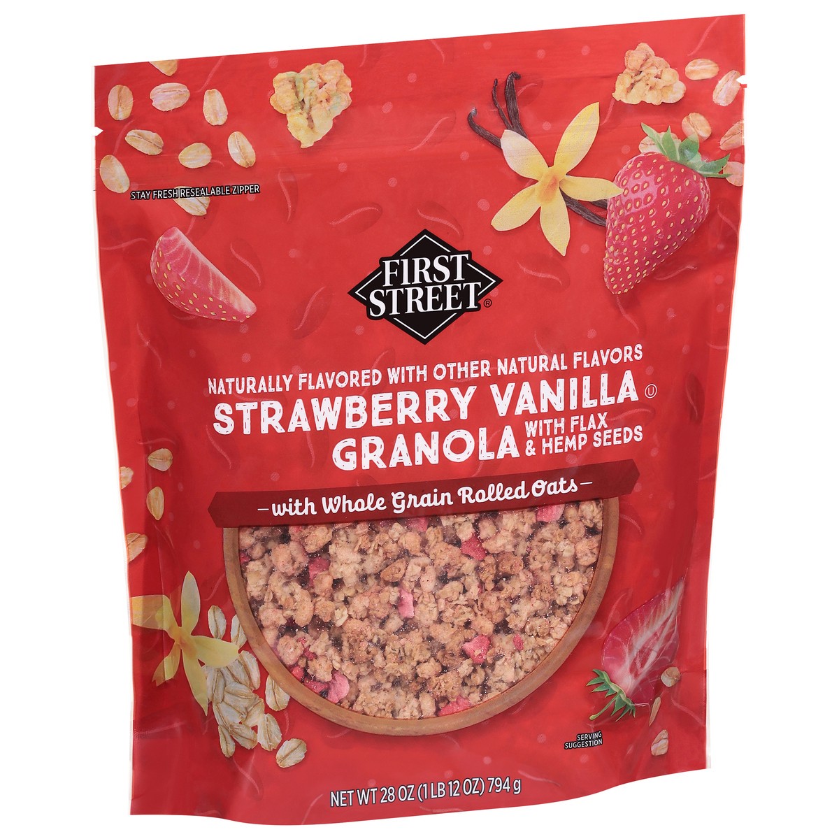 slide 2 of 4, First Street Fs Strawberry Van Grnla, 28 oz