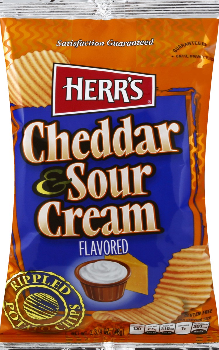 slide 5 of 6, Herr's Potato Chips, Cheddar & Sour Cream, 2.75 oz