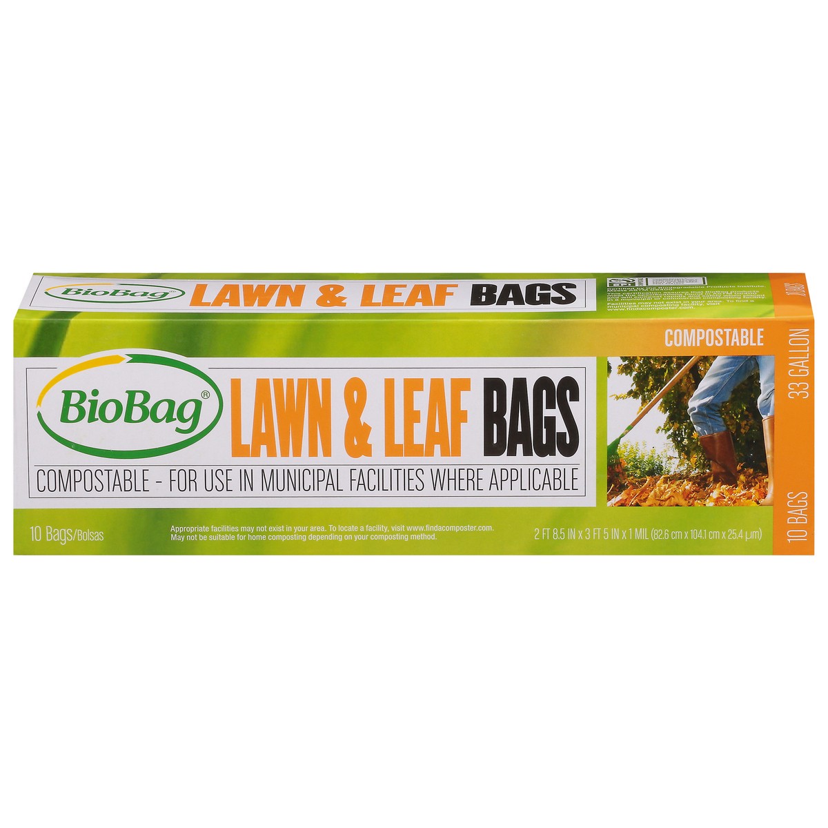 slide 1 of 9, BioBag Lawn & Leaf Bags, 10 ct