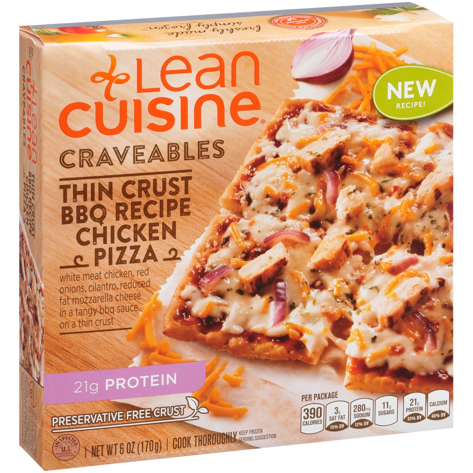 slide 1 of 1, Lean Cuisine Craveables Thin Crust BBQ Recipe Chicken Pizza, 6 oz