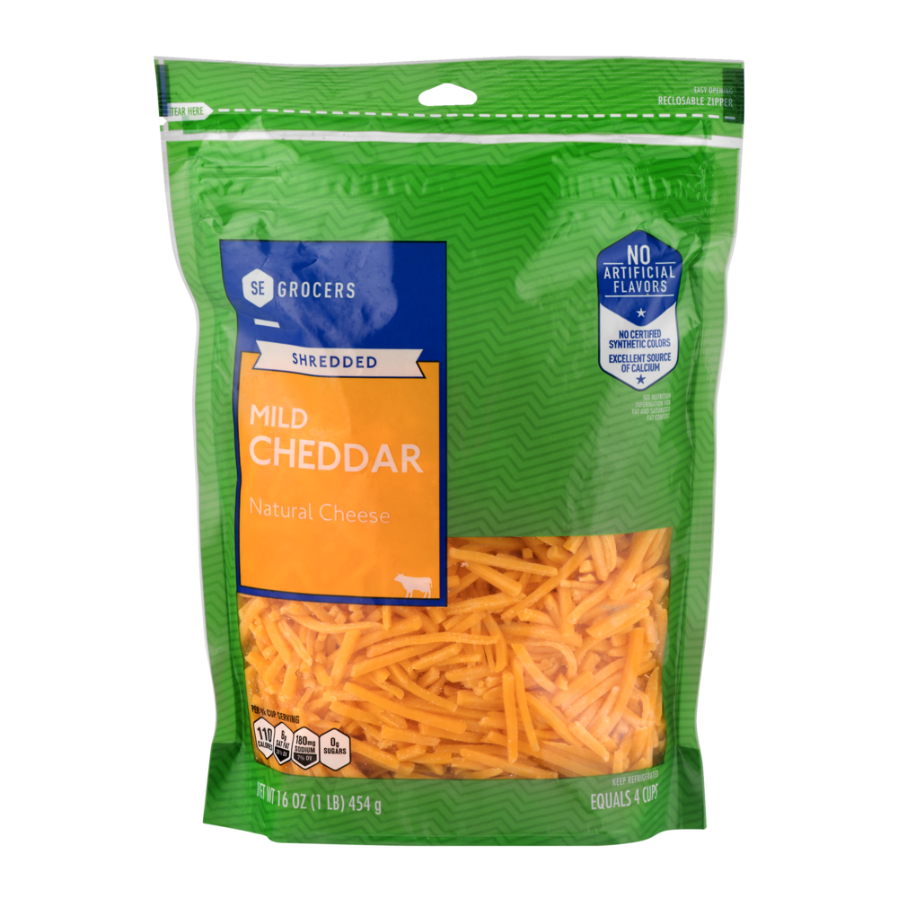 slide 1 of 1, SE Grocers Shredded Mild Cheddar Natural Cheese, 16 oz