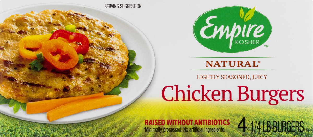 slide 8 of 10, Empire Kosher Lightly Seasoned Chicken Burgers, 16 oz