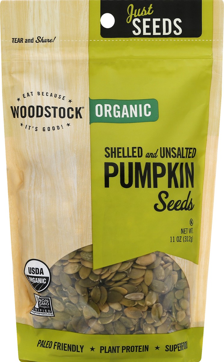 slide 2 of 9, Woodstock Organic Shelled and Unsalted Pumpkin Seeds 11 oz, 11 oz