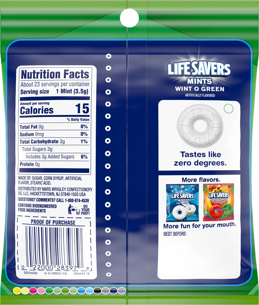 slide 5 of 7, LIFE SAVERS Wint-O-Green Breath Mints Hard Candy, 2.81 oz Bag, 2.81 oz